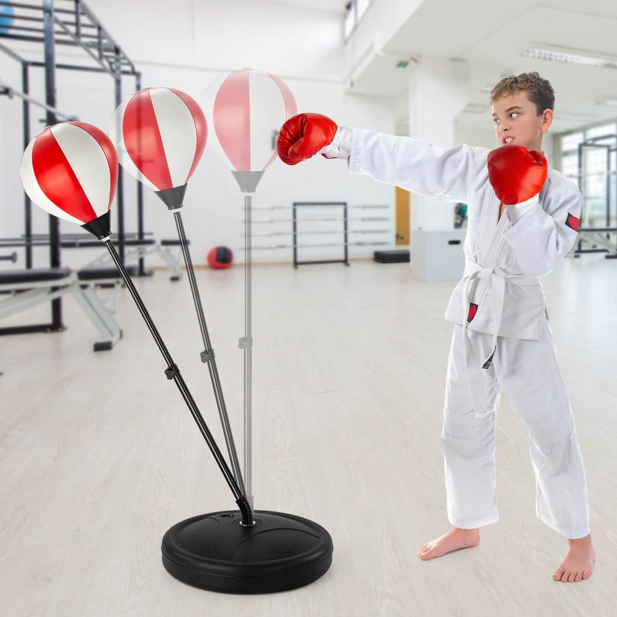 Sac de boxe sur pied avec gants pour enfants – Image 3