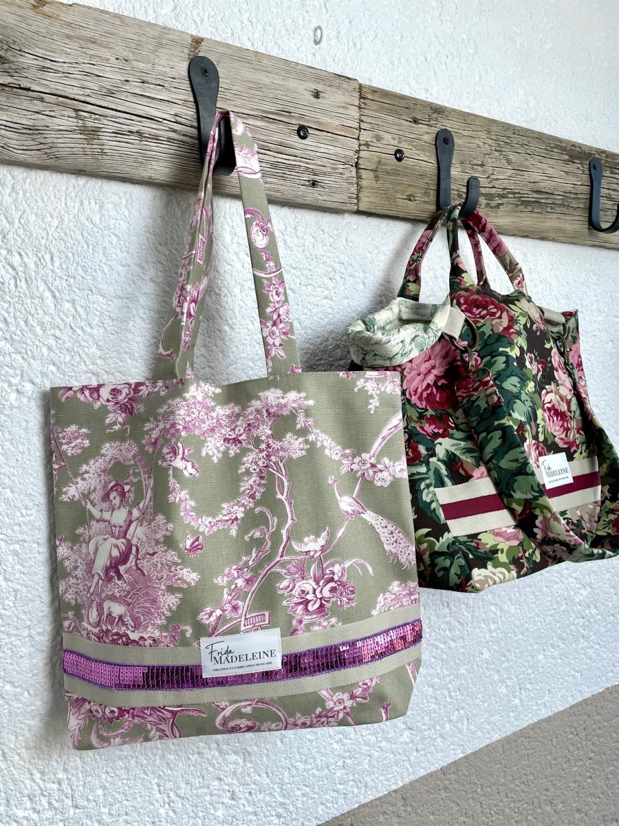 Tote Bag Marcel lilas et lin – Image 3